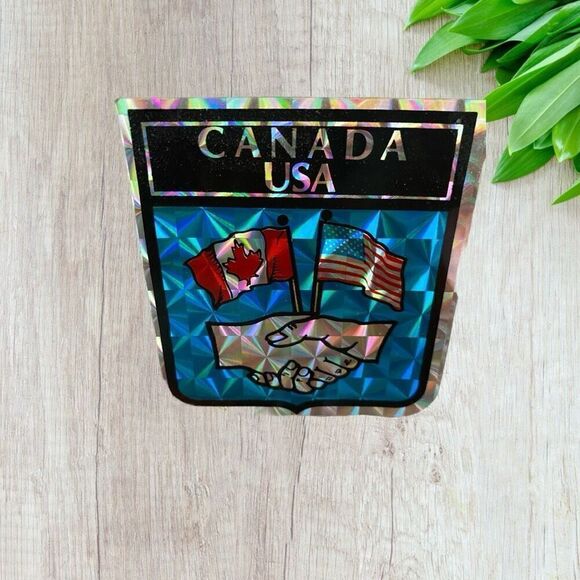 Striker United States and Canada flag friendship Vintage Emblem Retro Sticker De - Picture 2 of 7